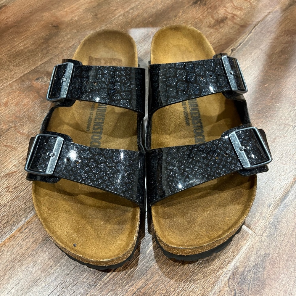 Birkenstock Arizona Magic Galaxy Black Glitter Slide Sandals EU 41